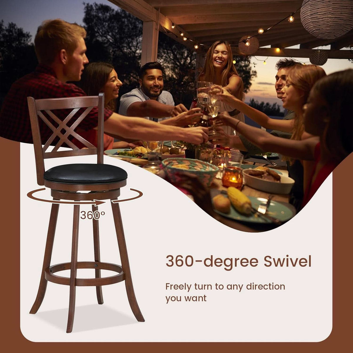 360 Degree Swivel Bar Stools Set of Two
