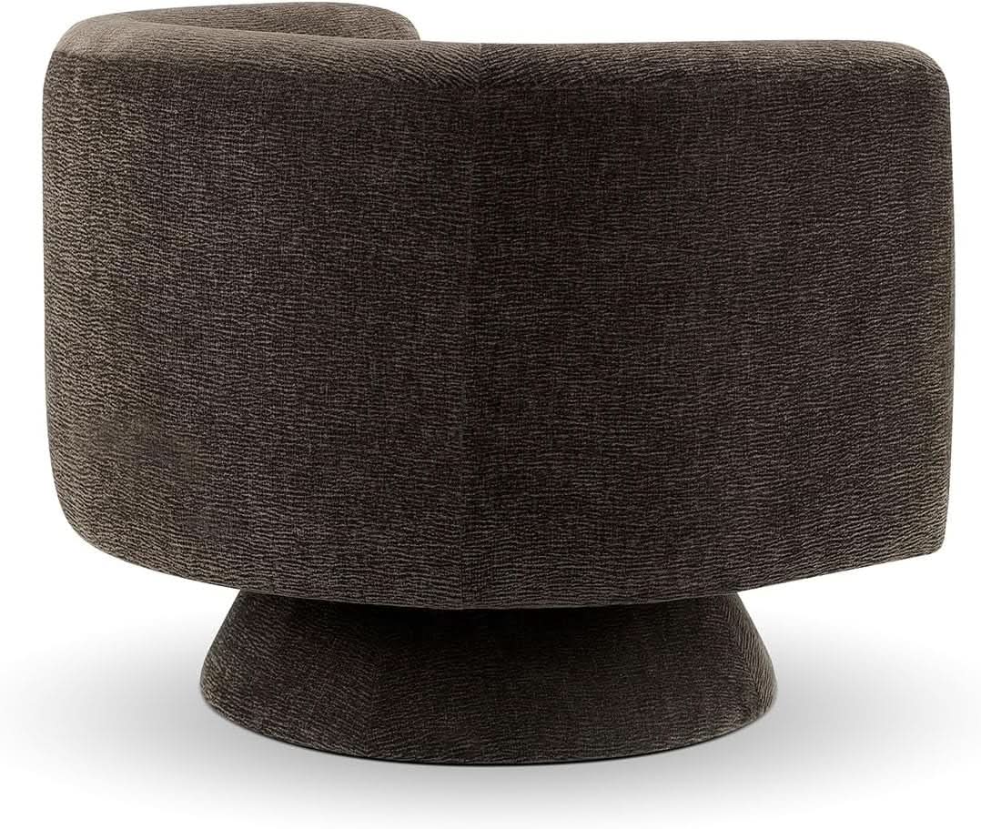 360 Degree Swivel Chair Espresso Velvet Upholstery