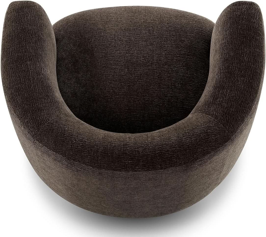 360 Degree Swivel Chair Espresso Velvet Upholstery