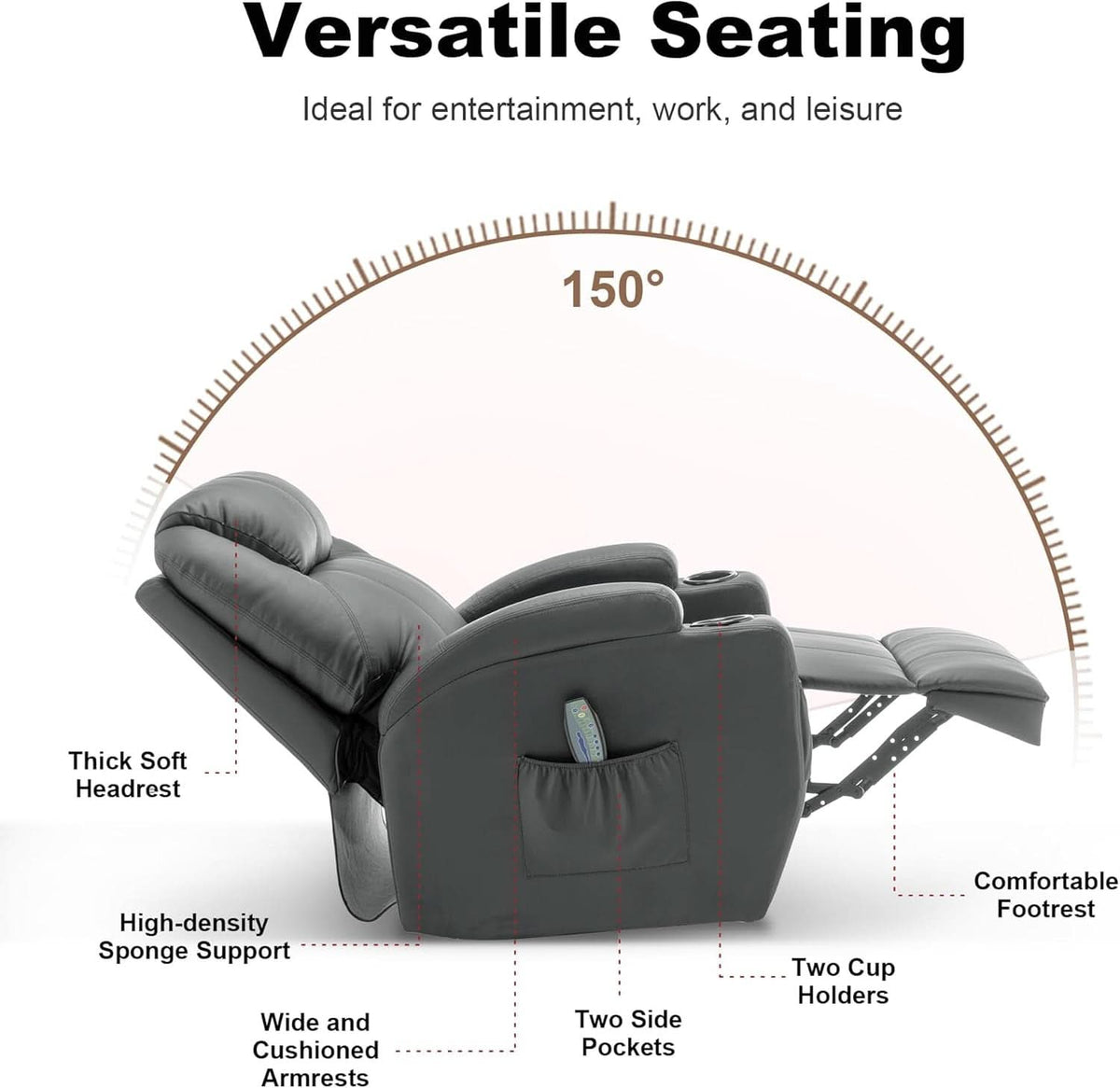 360 Degree Swivel Recliner Chair With Massage And Heat