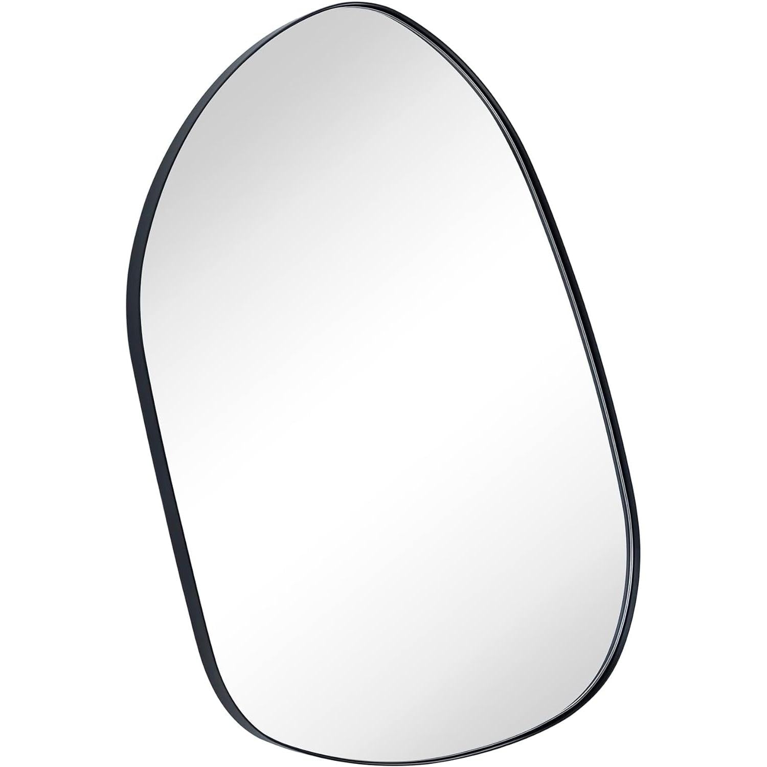 36x26 Matte Black Irregular Mirror With Asymmetrical Frame