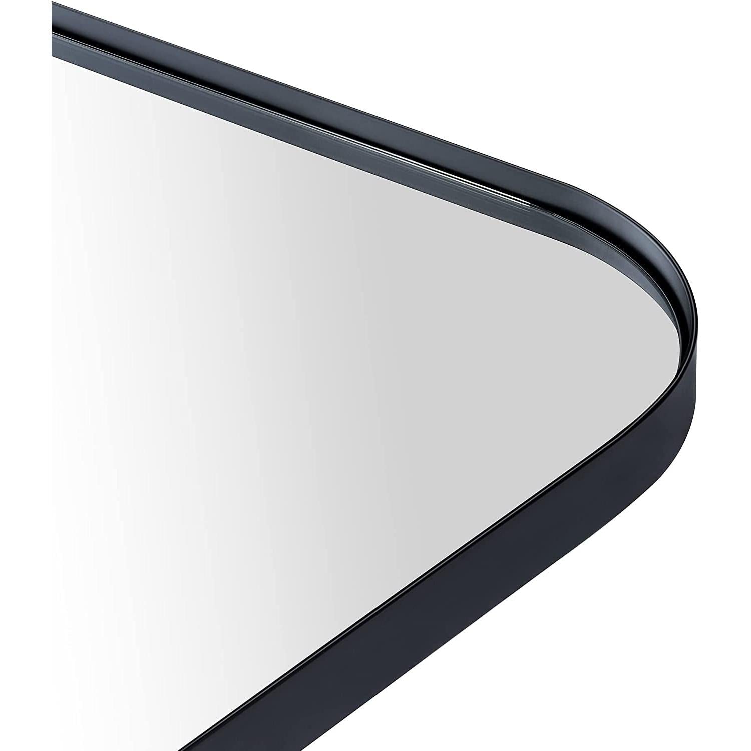 36x26 Matte Black Irregular Mirror With Asymmetrical Frame