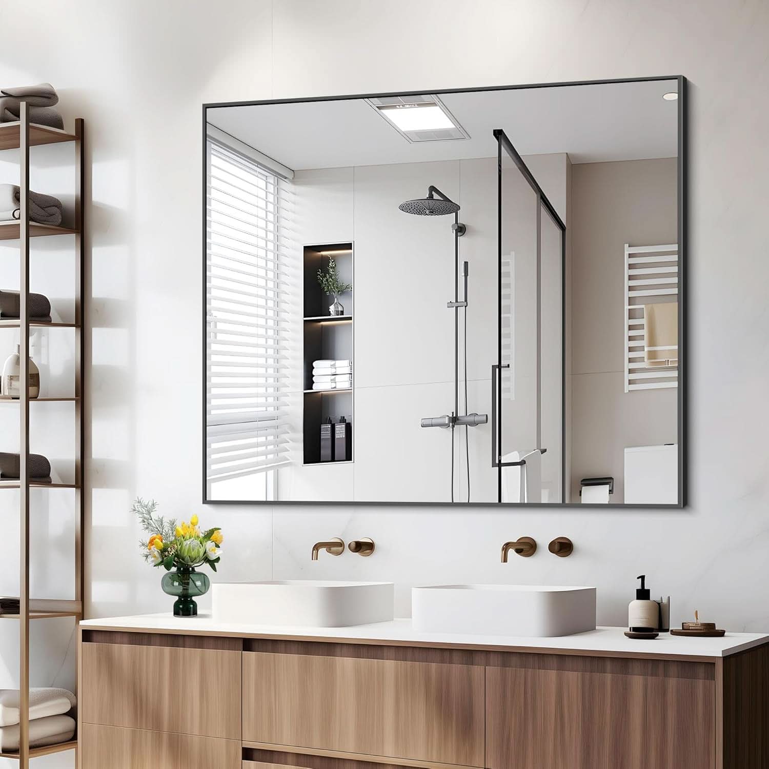 36x40 Black Wall Mirror With Horizontal Or Vertical Mount