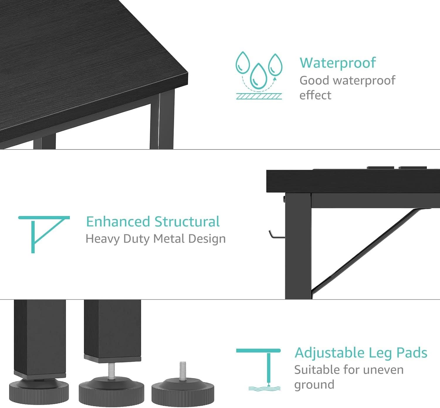 39 Inch Computer Desk With Built In Power Outlet And USB Charging Ports
