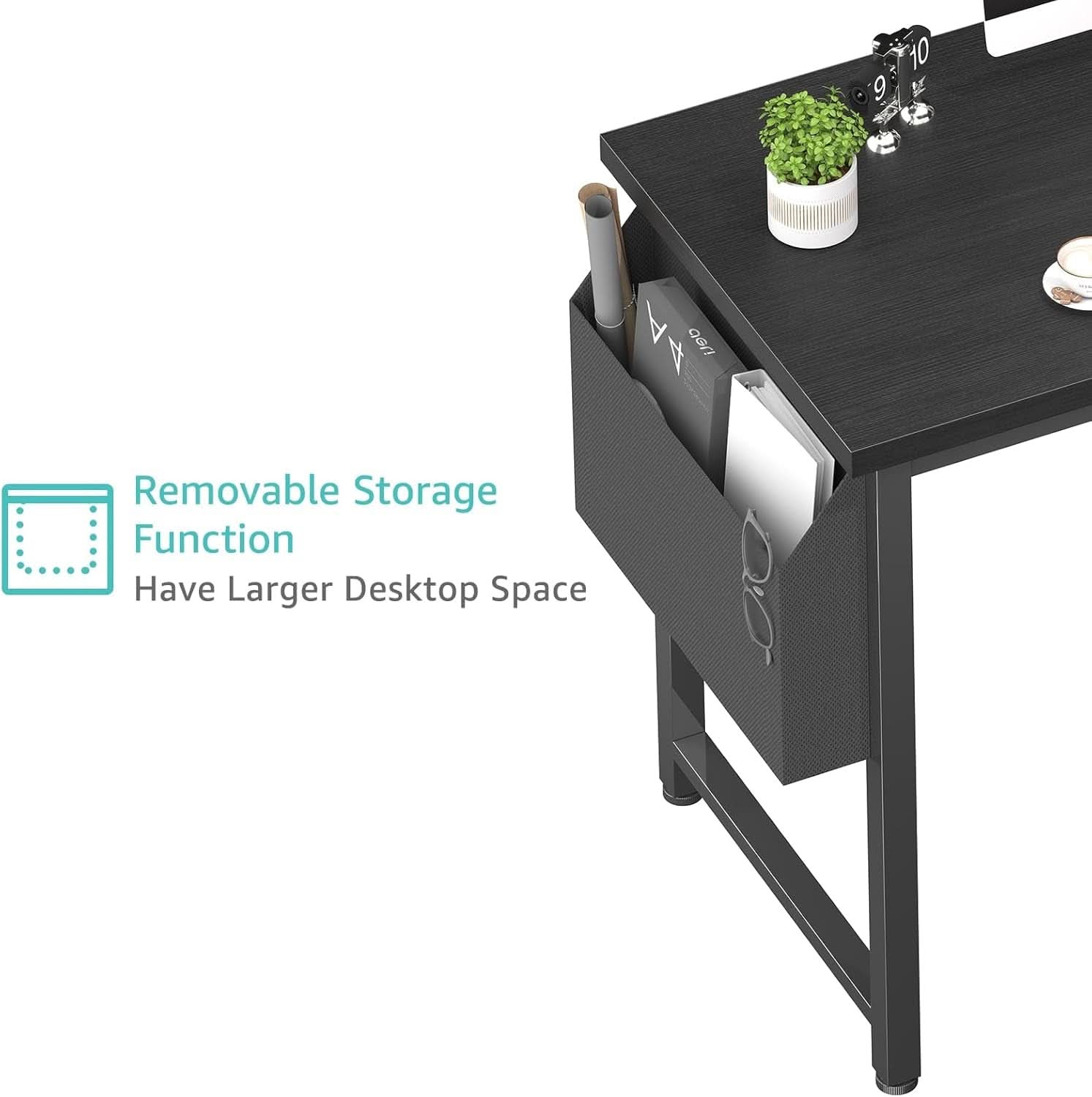 39 Inch Computer Desk With Built In Power Outlet And USB Charging Ports