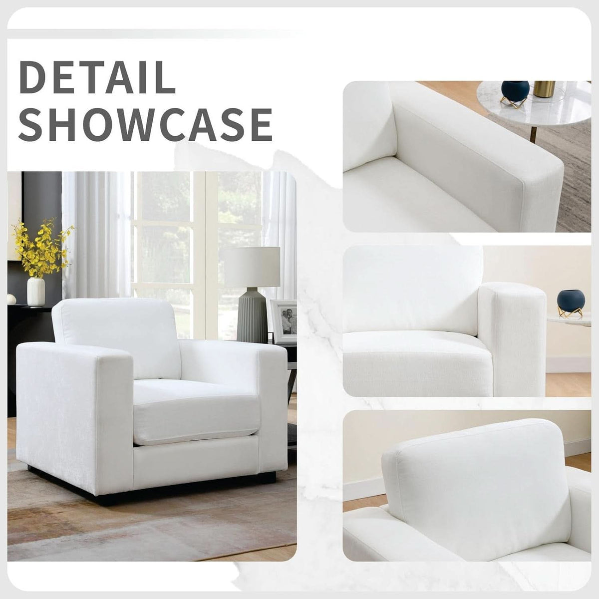 39 Inch Oversized Chenille Upholstered Accent Chair