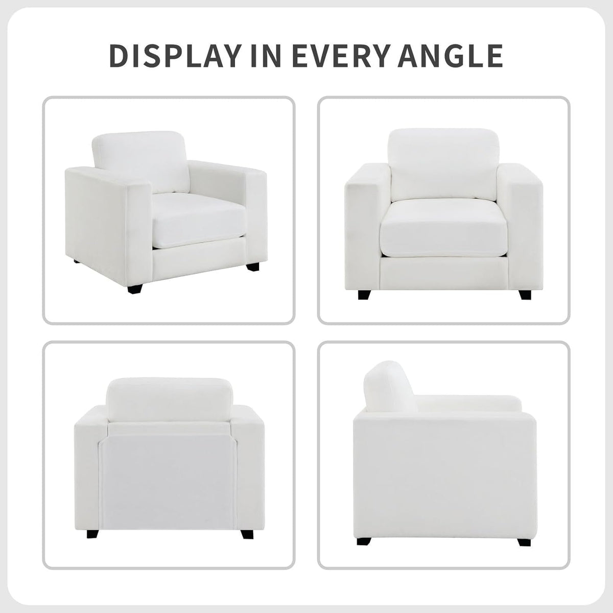 39 Inch Oversized Chenille Upholstered Accent Chair