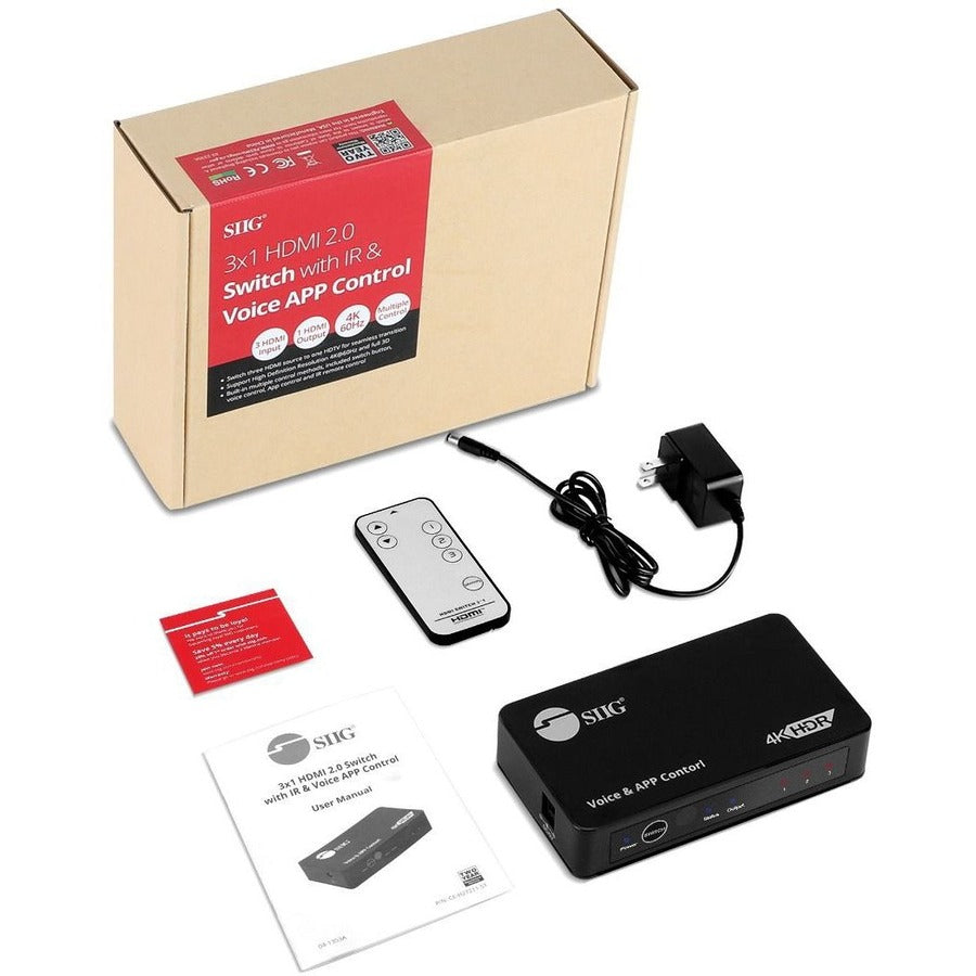 3X1 4K Hdmi 2.0 Switch With Ir & Voice App Control