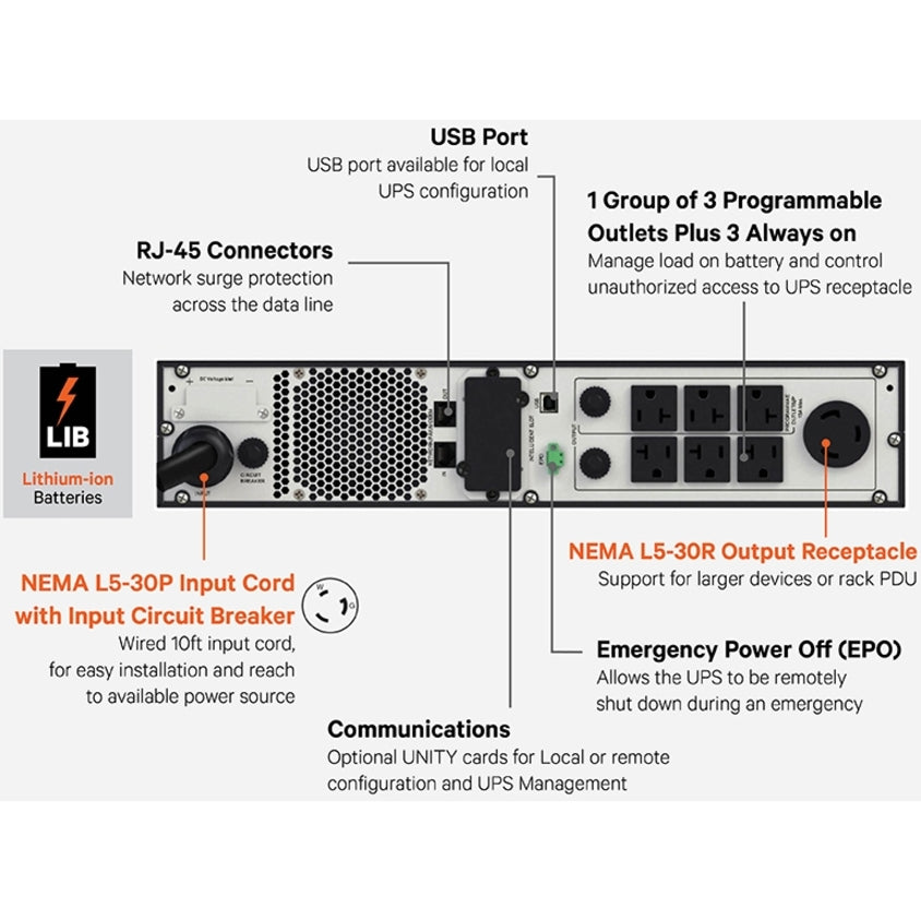 3kVA Lithium-Ion UPS - Line Interactive Uninterruptible Power Supply | Vertiv PSI5-3000RT120LIN