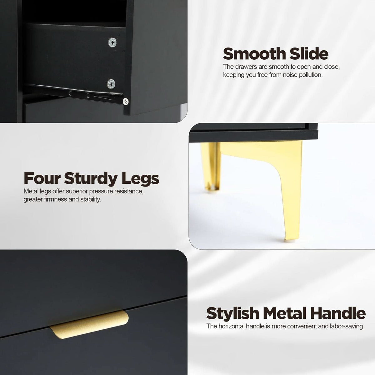 4 Drawer Black Wood Dresser For Bedroom Living Room