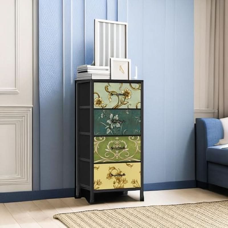 4 Drawer Dresser Nightstand With Wood Top For Bedroom