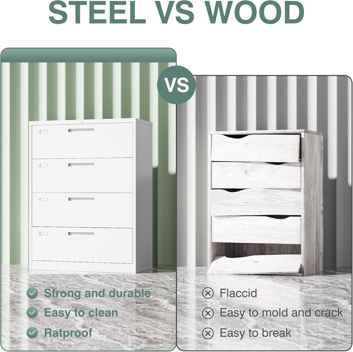 4 Drawer File Cabinet With Lock White Metal Lateral Filing