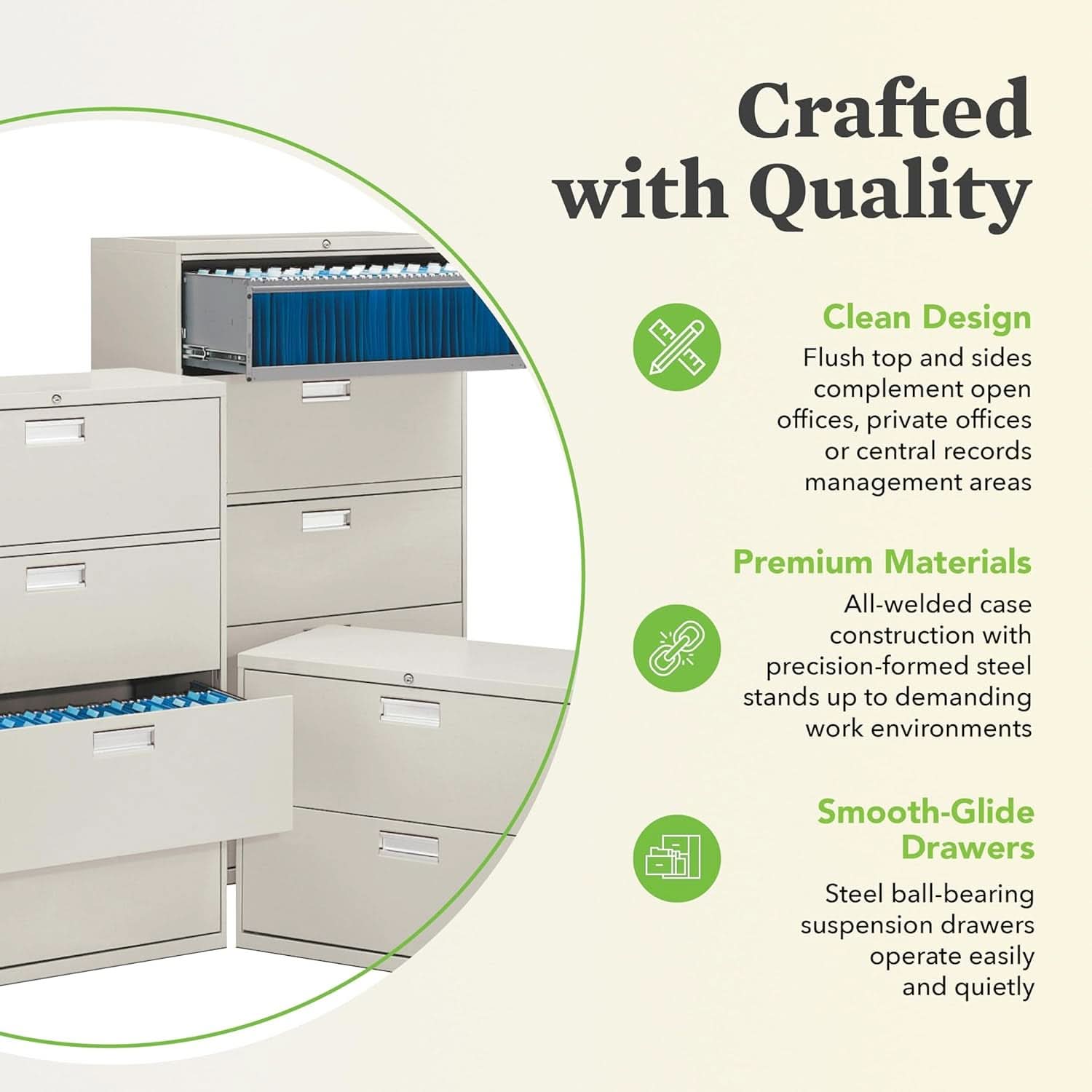 4 Drawer Lateral File Cabinet With Lock Light Gray