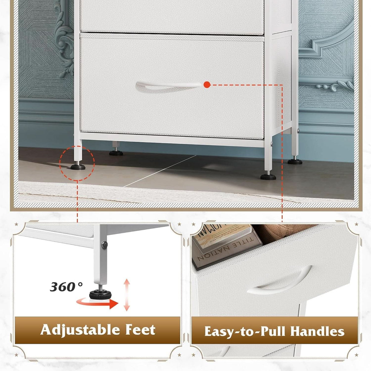 4 Drawer White Dresser For Bedroom Storage Tower Unit