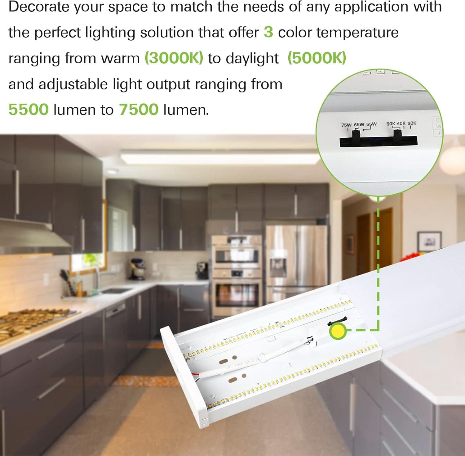 4 Foot LED Wraparound Light With Selectable Wattages