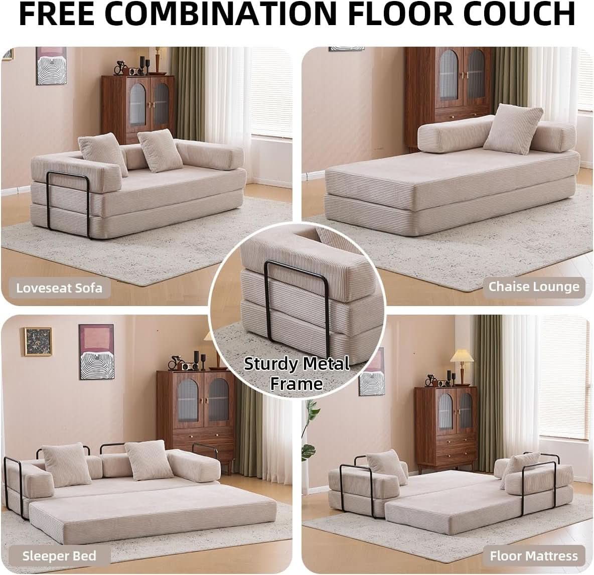 4 In 1 Convertible Folding Sleeper Sofa Bed