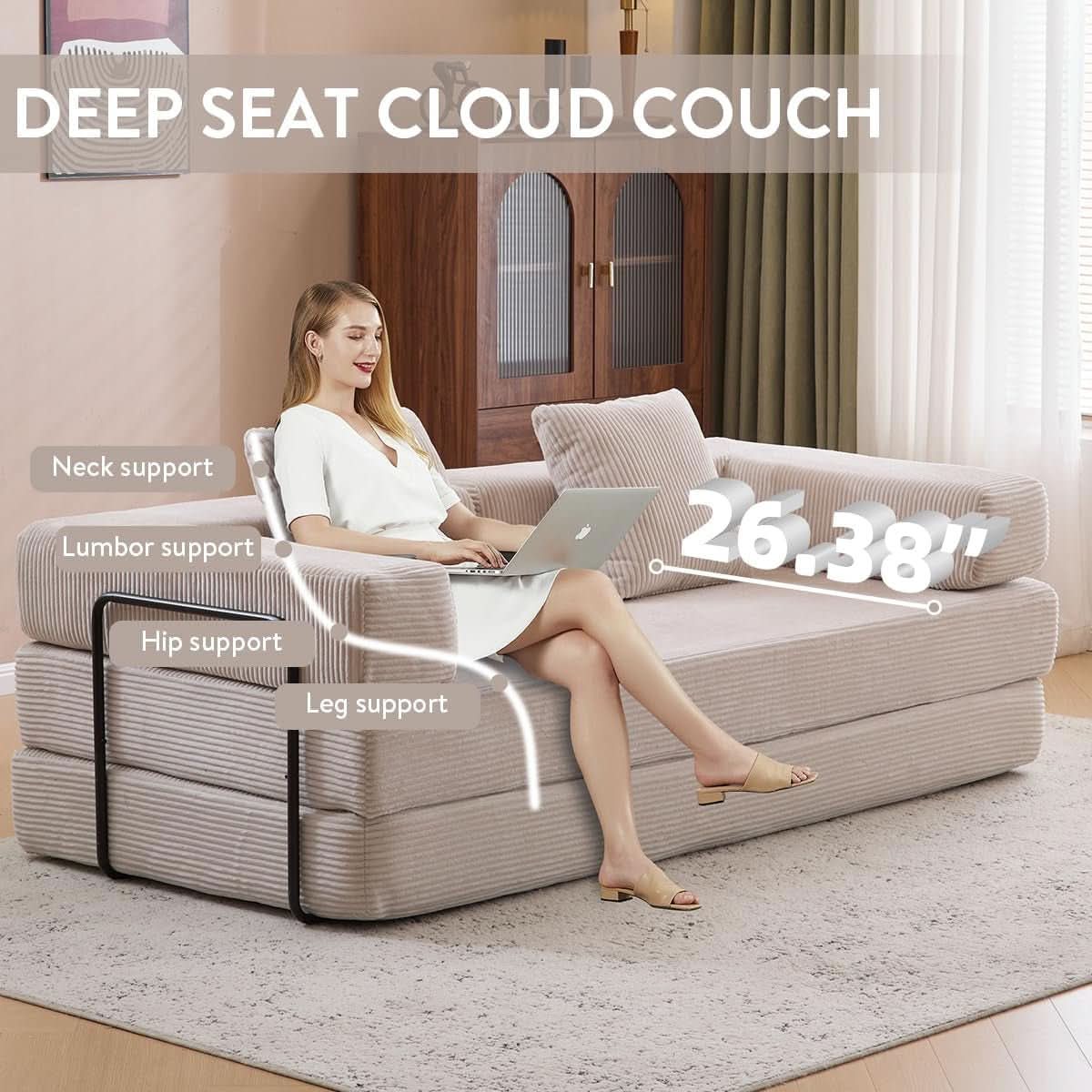 4 In 1 Convertible Folding Sleeper Sofa Bed