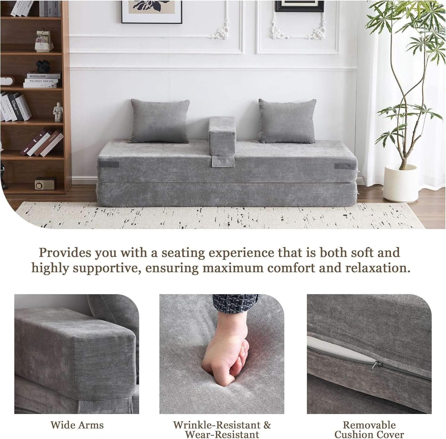 4 In 1 Convertible Folding Sofa Bed With Pillows