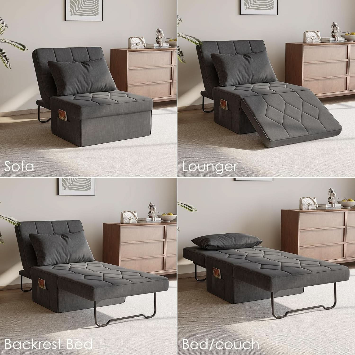 4 In 1 Convertible Sleeper Sofa Bed With Ottoman