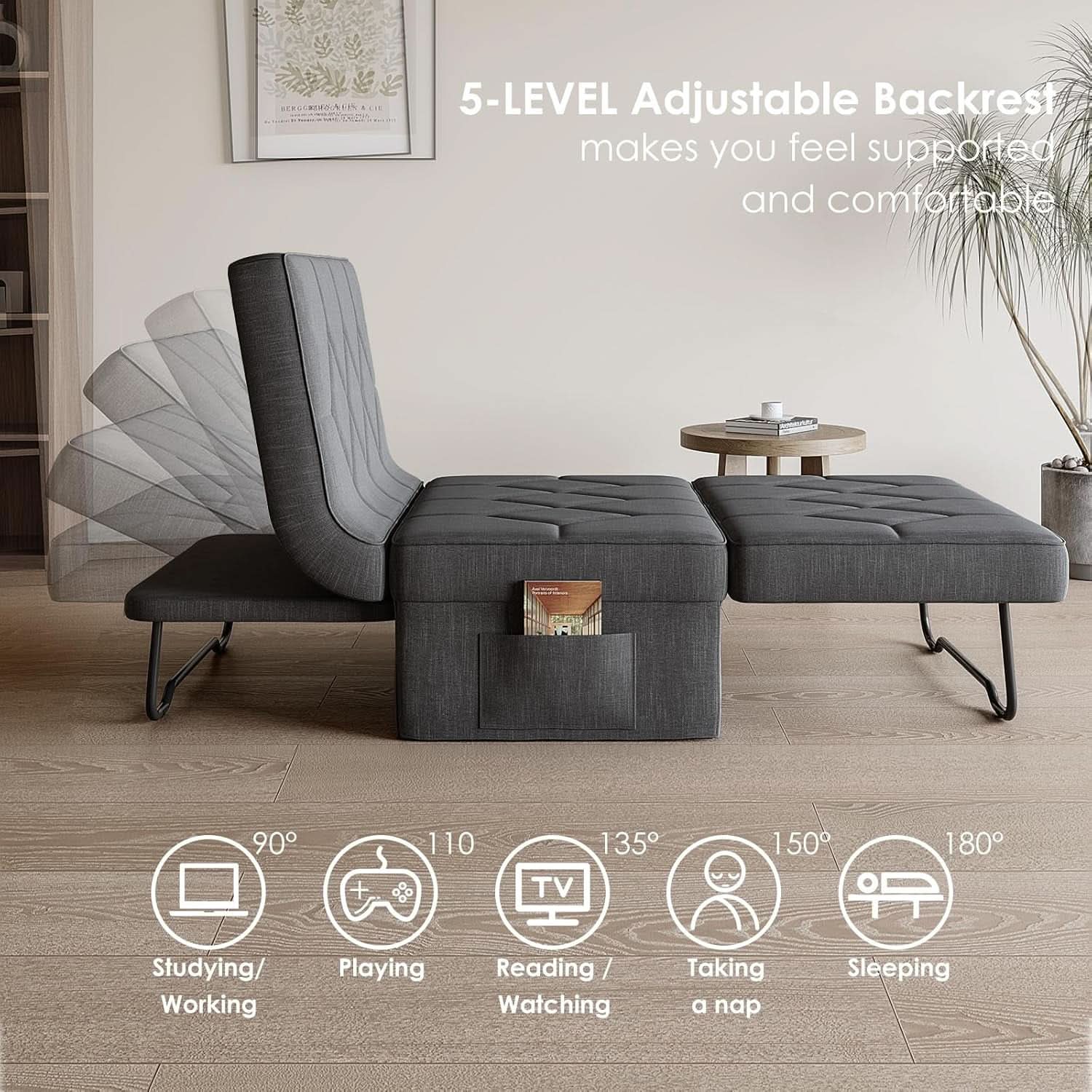 4 In 1 Convertible Sleeper Sofa Bed With Ottoman