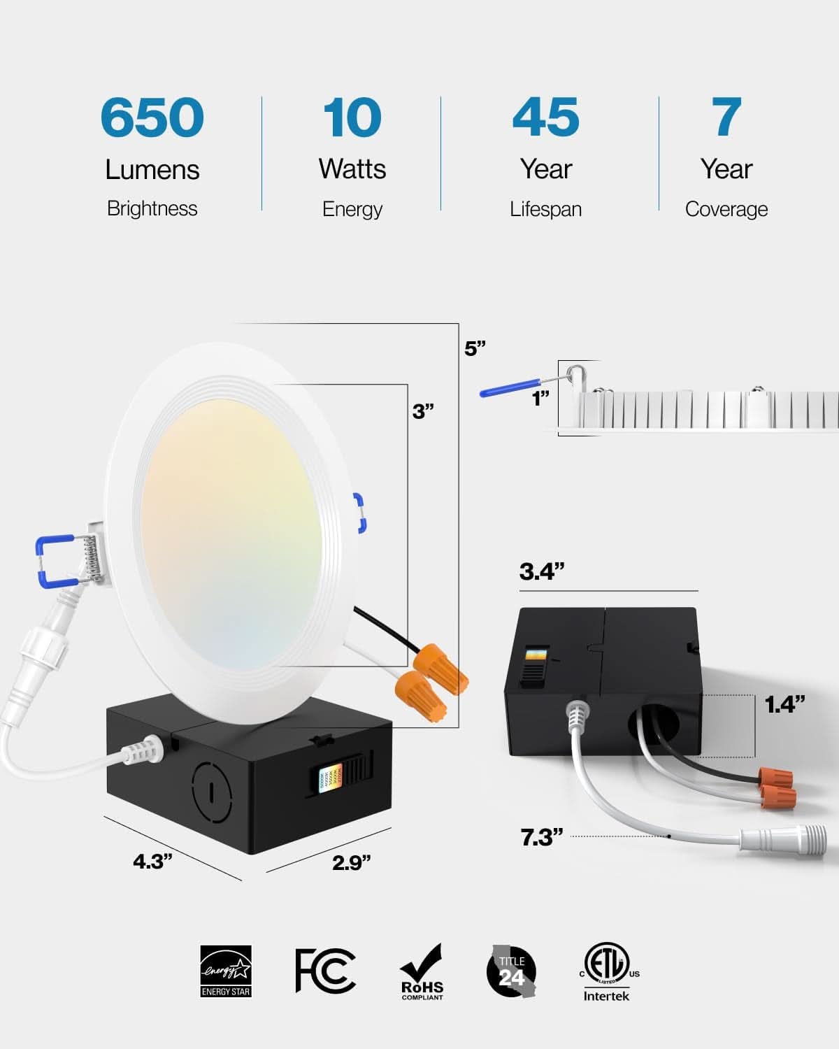 4-Inch Canless LED Recessed Lighting Dimmable 24 Pack