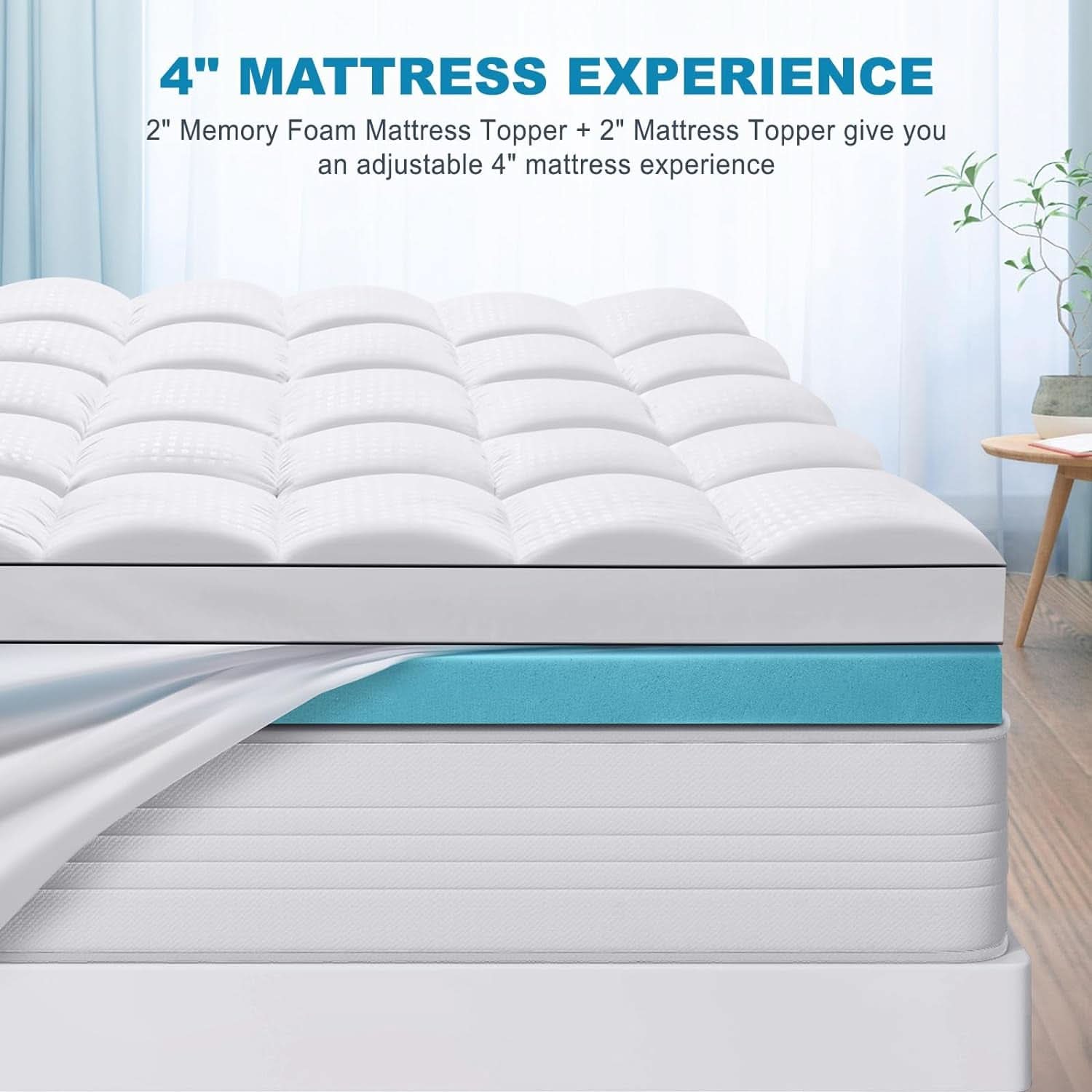 4 Inch Dual Layer Gel Memory Foam Mattress Topper