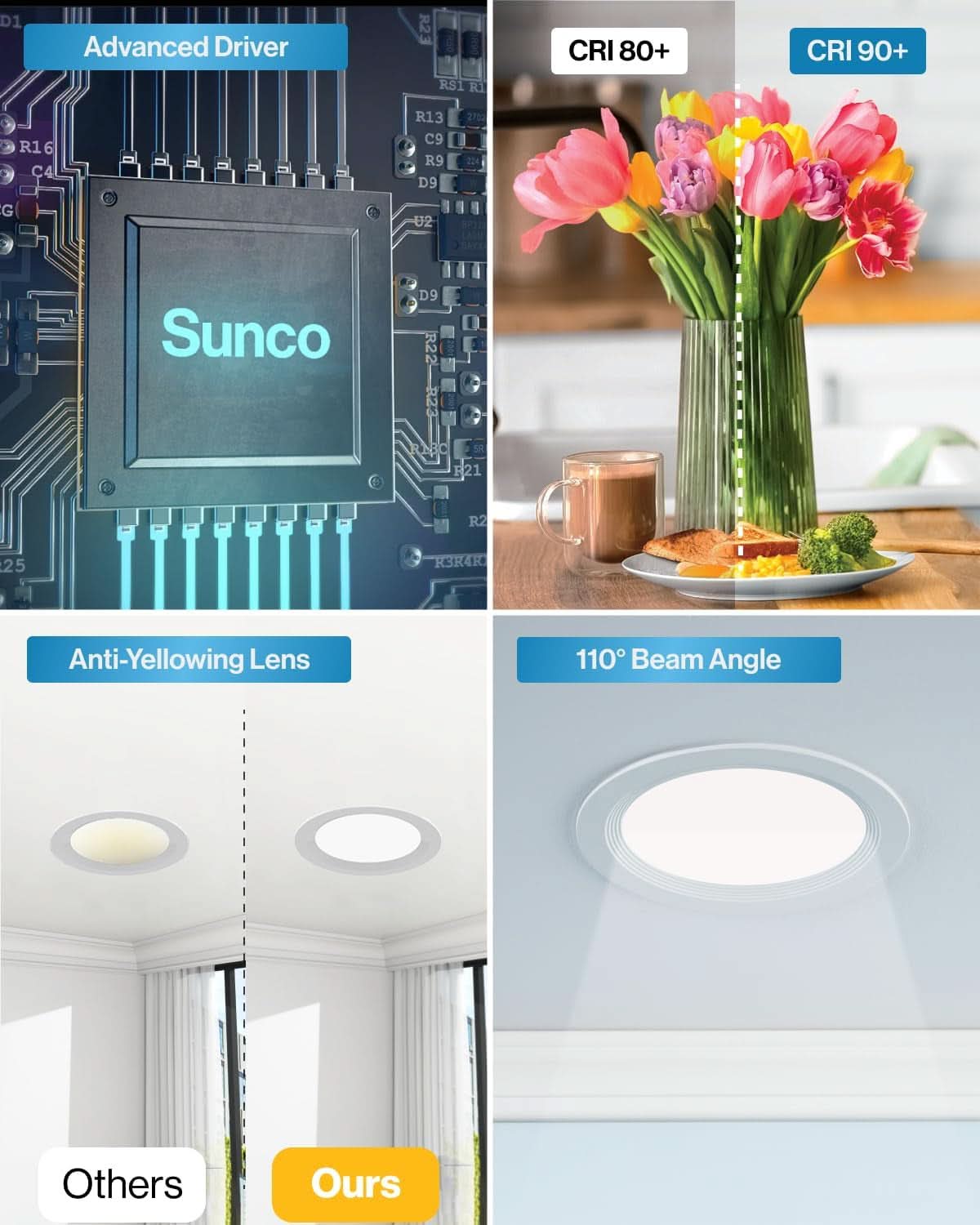 4 Inch Thin Dimmable LED Recessed Light 5000K Daylight