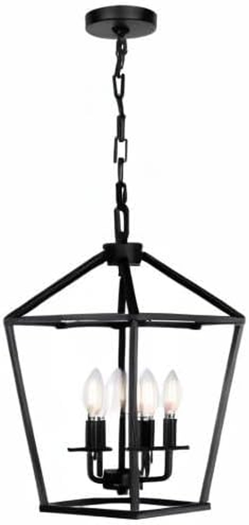 4 Light Black Lantern Chandelier With Adjustable Height