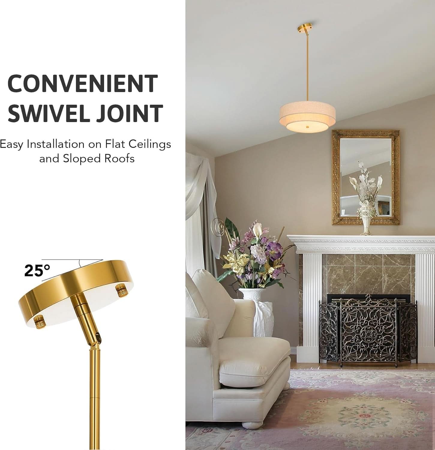 4 Light Drum Chandelier 18 Inch Antique Brass Pendant Light
