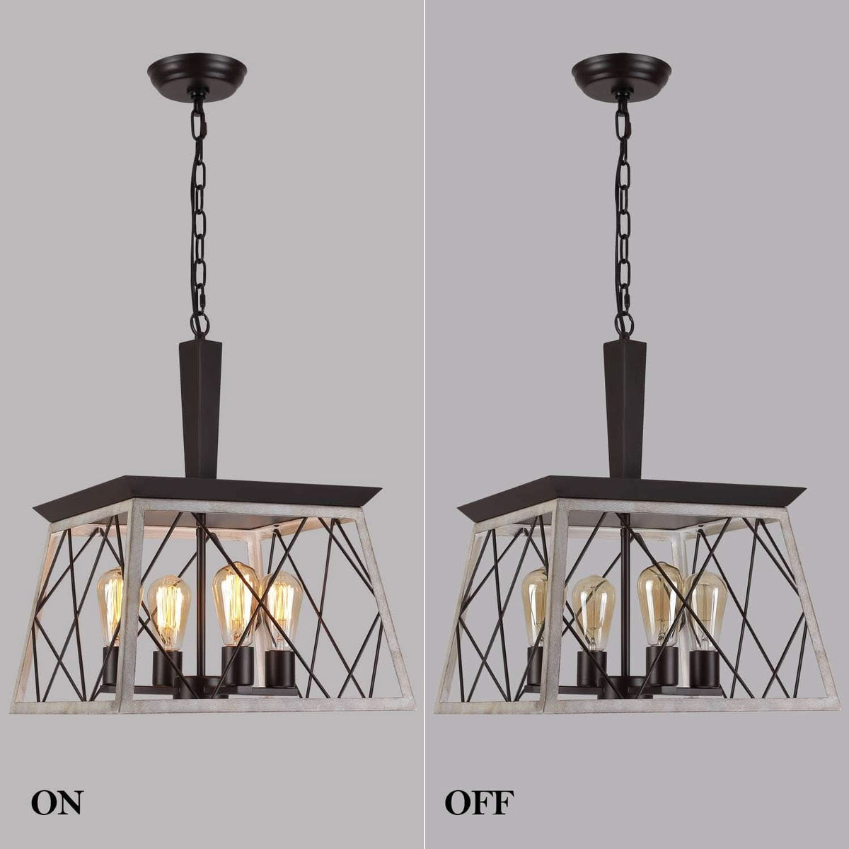 4 Light Farmhouse Vintage Chandelier White Oak Finish