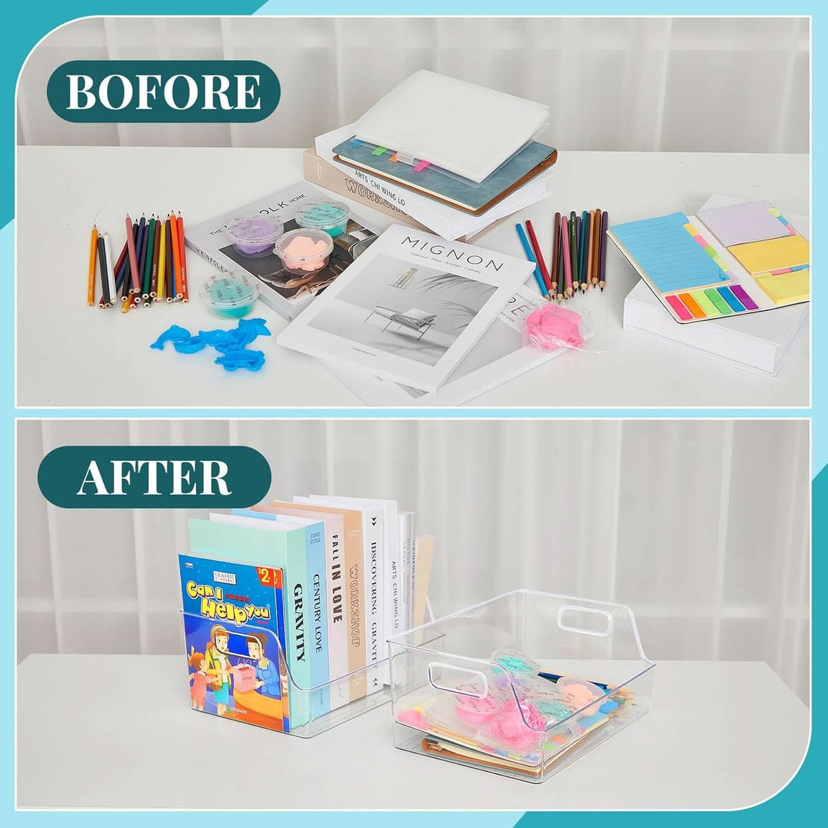4 Pack Clear Large Book Display Case 13 X 8.5 X 5.9 Inch Stackable With Handle