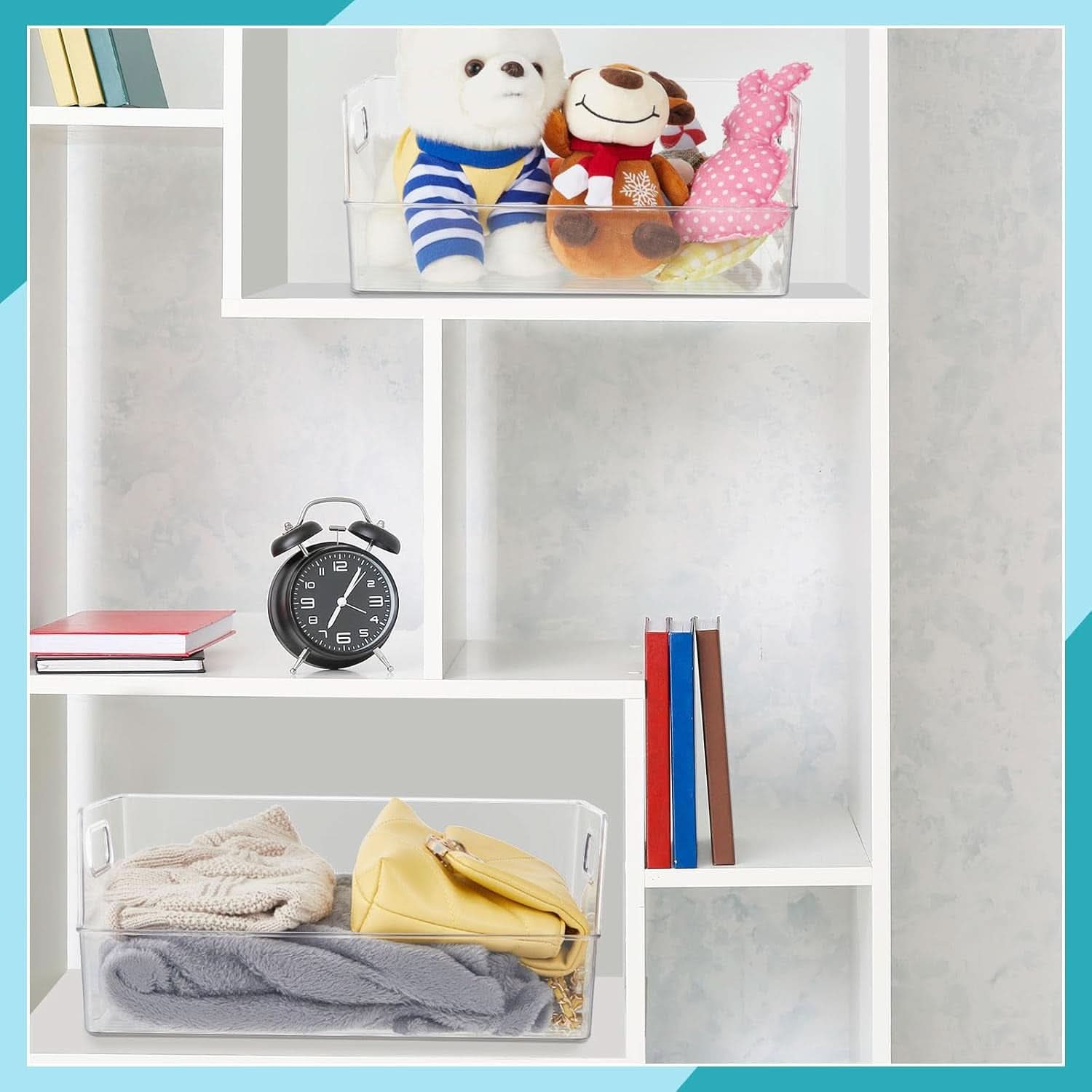 4 Pack Clear Large Book Display Case 13 X 8.5 X 5.9 Inch Stackable With Handle