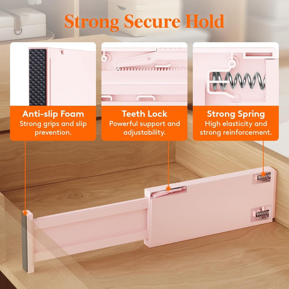 4 Pack Drawer Dividers 4 High Adjustable 11 to 17 Pink