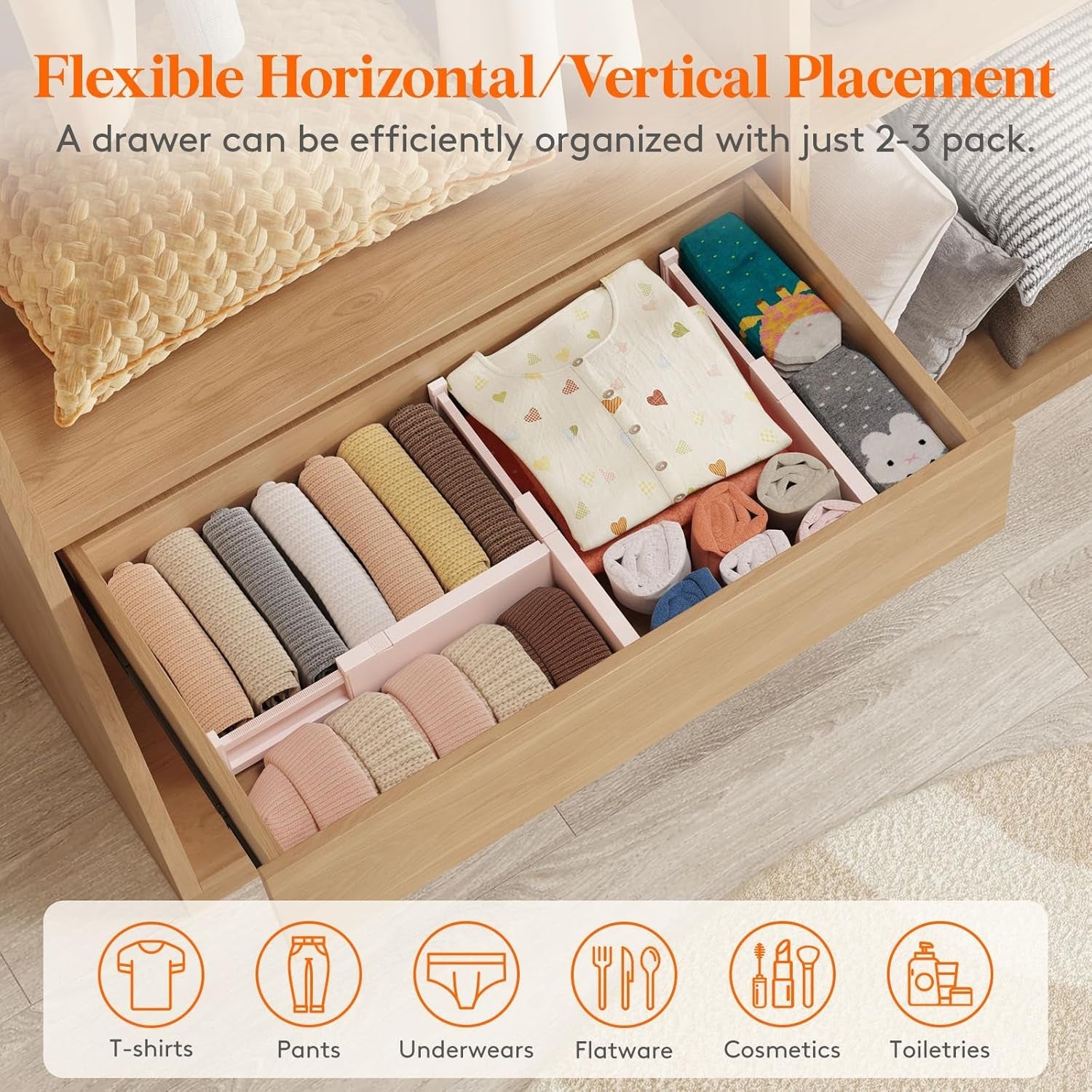 4 Pack Drawer Dividers 4 High Adjustable 11 to 17 Pink