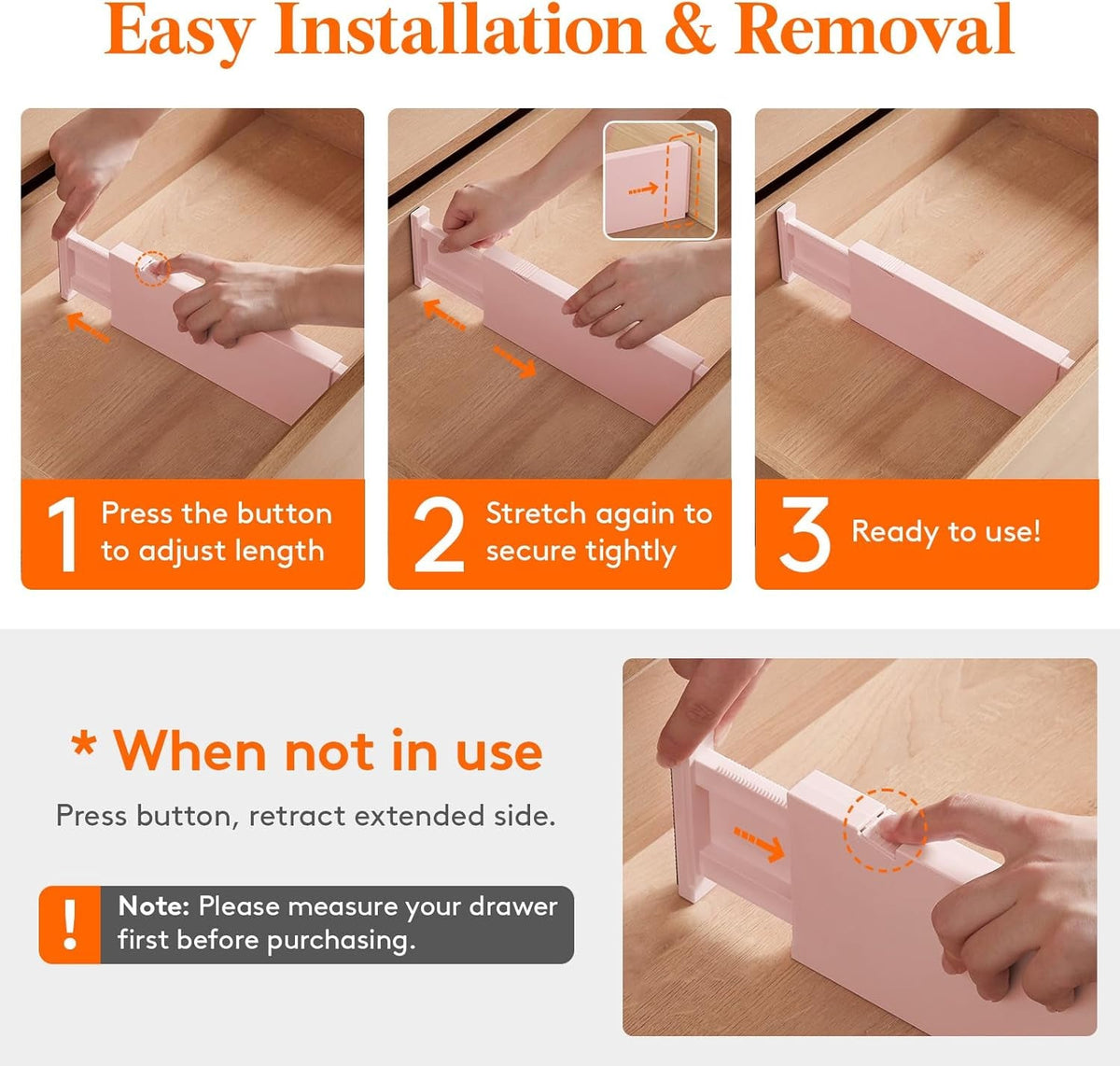 4 Pack Drawer Dividers 4 High Adjustable 11 to 17 Pink