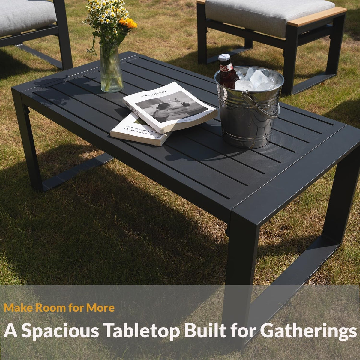 4 Piece Aluminum Outdoor Patio Set With 6 Inch Cushions