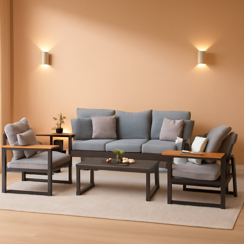 4 Piece Aluminum Outdoor Patio Set With 6 Inch Cushions