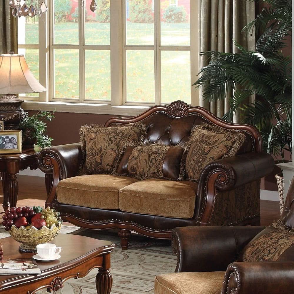 4 Piece Living Room Set With Sofa Loveseat Chair And Coffee Table Brown Chenille