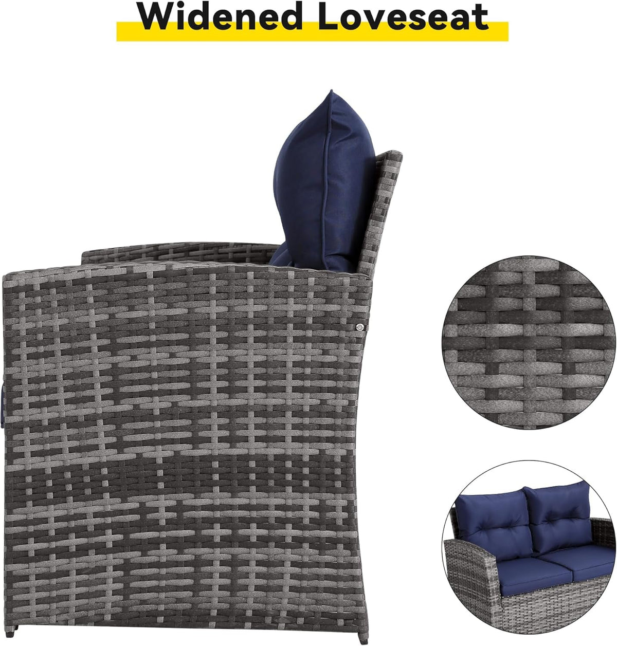 4 Piece Navy Outdoor Patio Furniture Set With Glass Table
