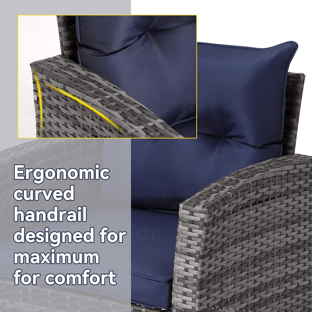 4 Piece Navy Outdoor Patio Furniture Set With Glass Table