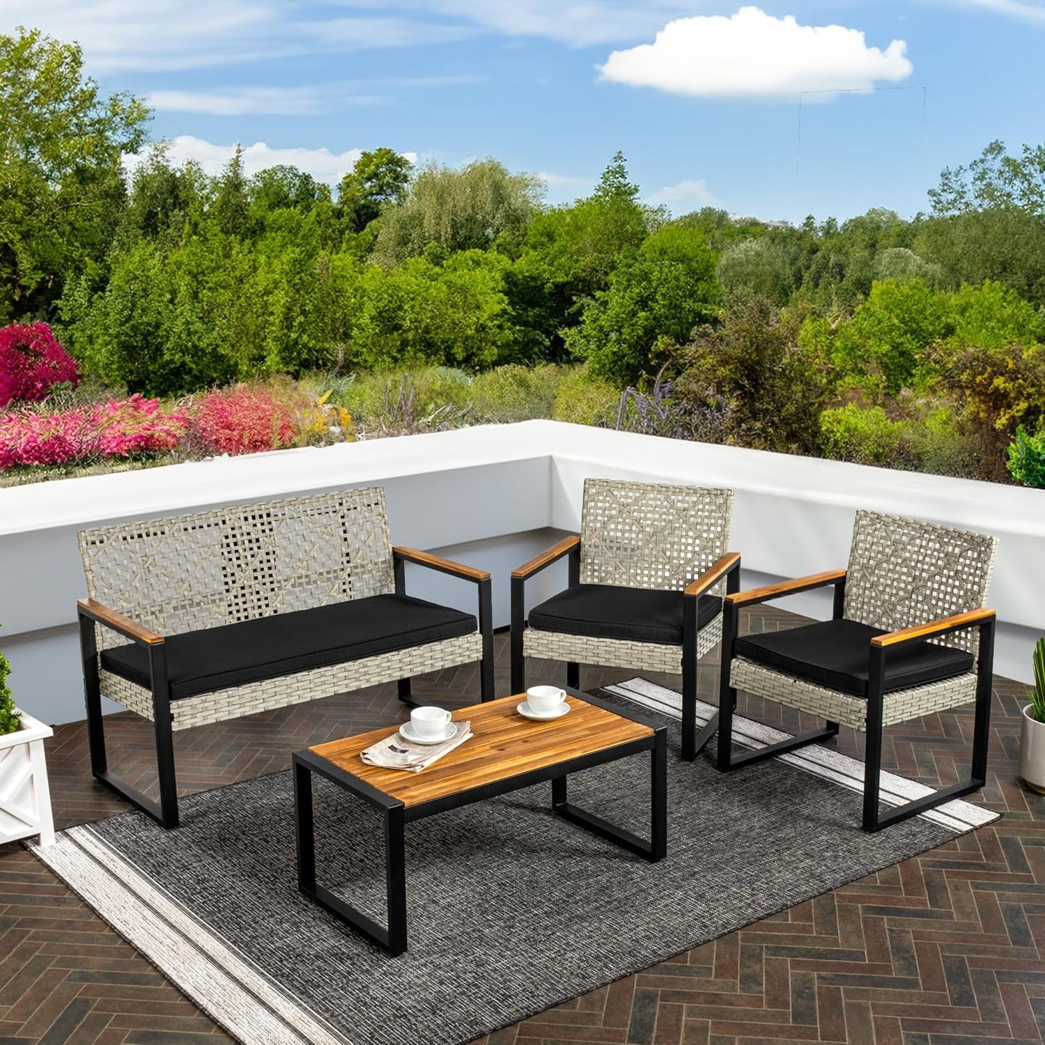 4 Piece Outdoor Conversation Set Weather Resistant