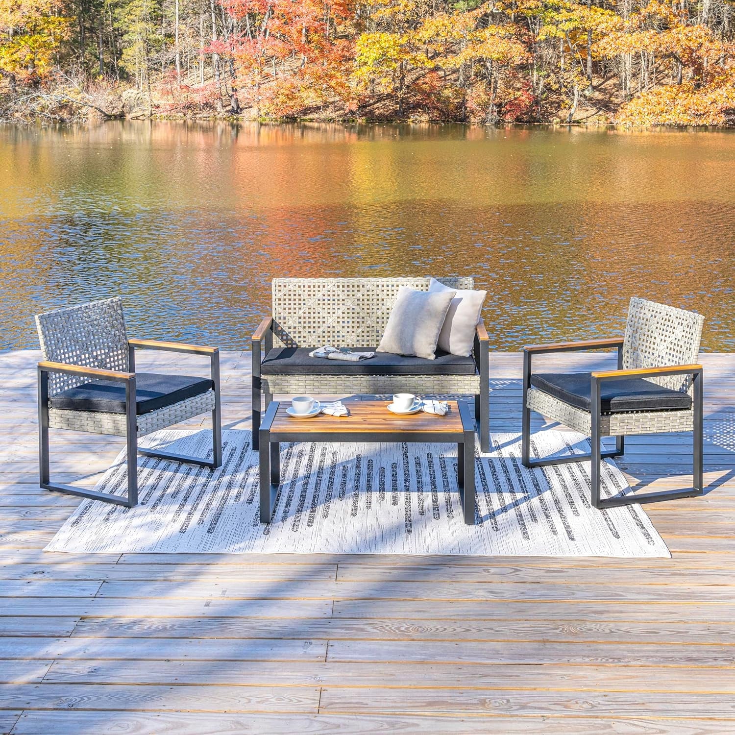 4 Piece Outdoor Conversation Set Weather Resistant