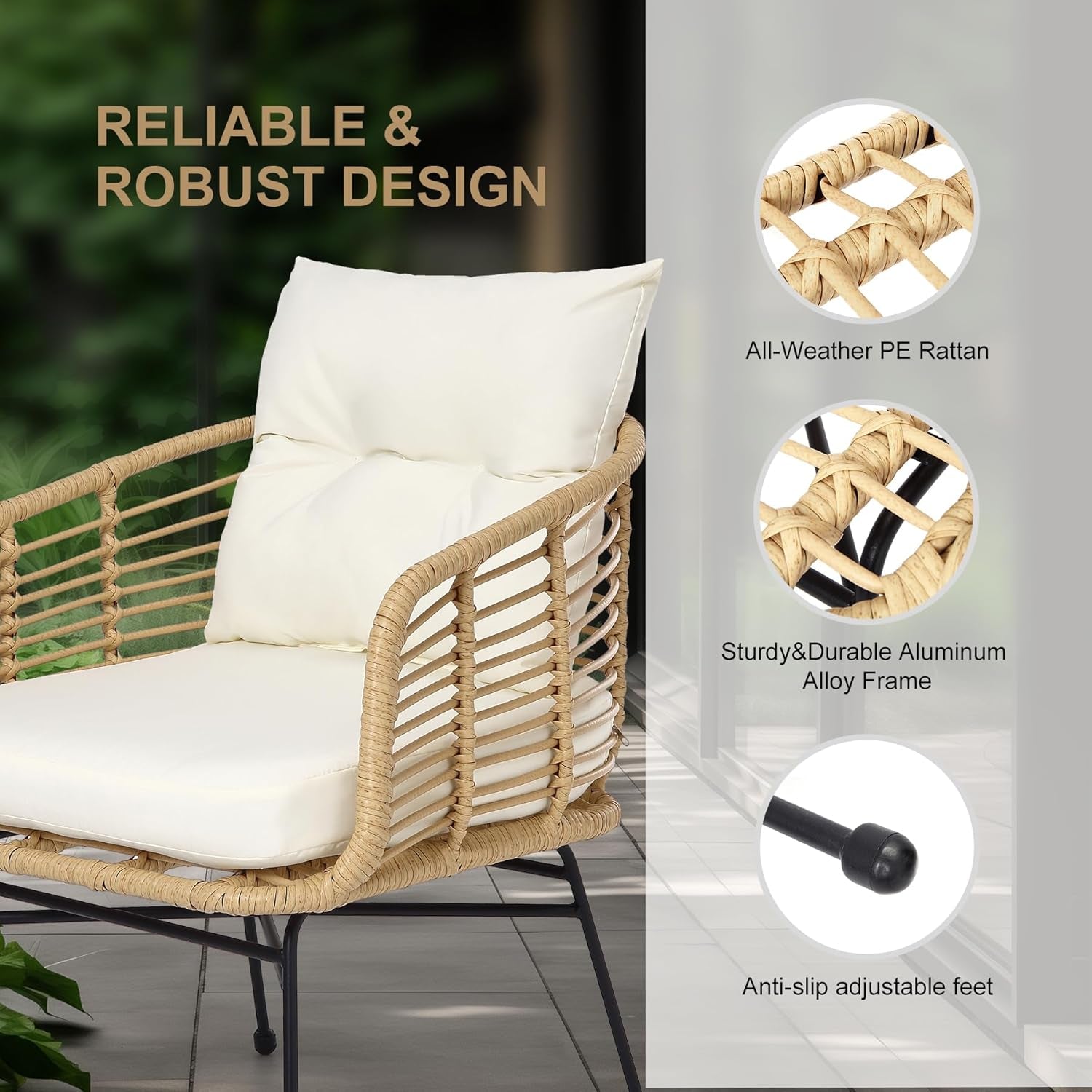 4 Piece Outdoor Patio Sectional Sofa Set with Cushions