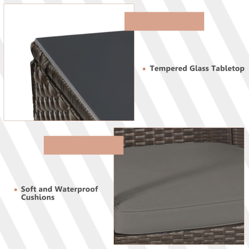 4-Piece Patio Rattan Cushioned Furniture Set With Table