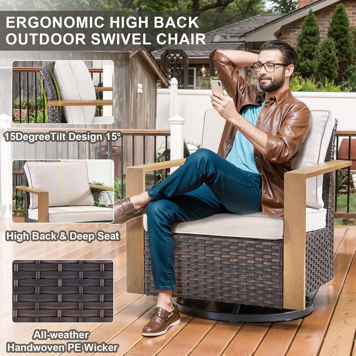 4 Piece Patio Set With 41 Inch Propane Fire Pit Table And Swivel Glider Chairs