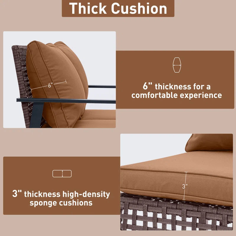 4 Piece Swivel Chair Set With Cushions Weather Resistant