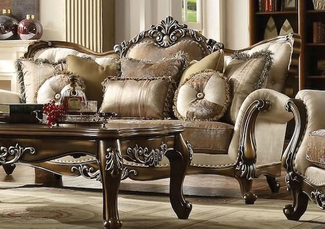4 Piece Traditional Living Room Set With 91In Sofa Loveseat Chair Coffee Table