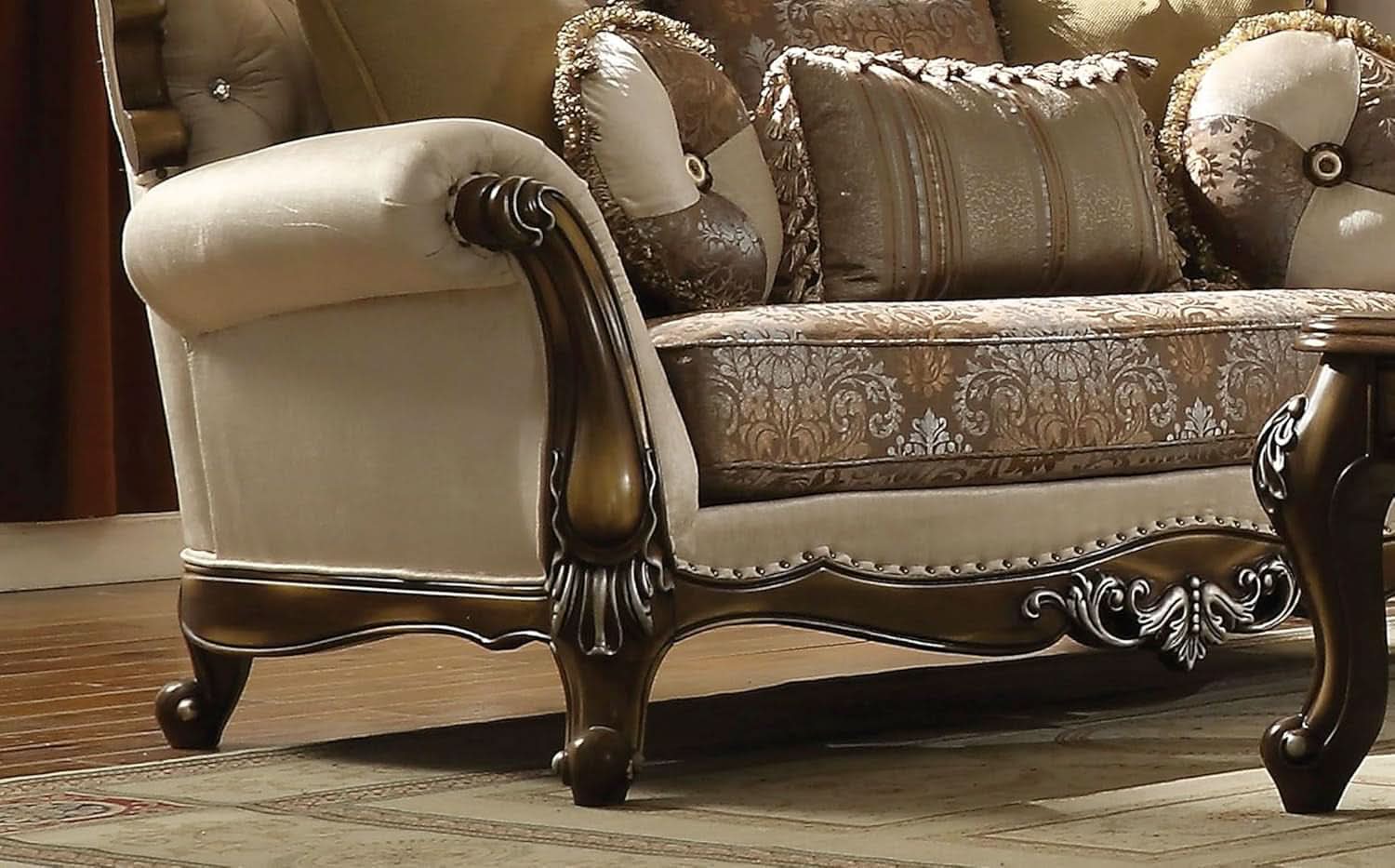 4 Piece Traditional Living Room Set With 91In Sofa Loveseat Chair Coffee Table