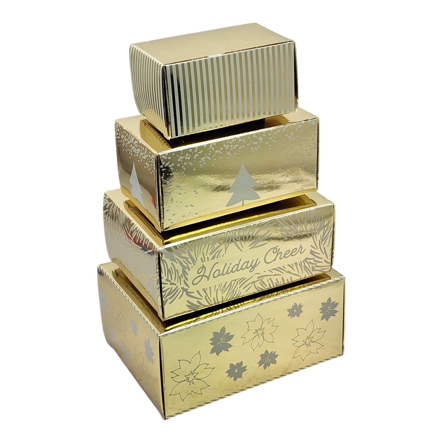 4 Piece Treat Tower Interlocking Gift Boxes - Gold