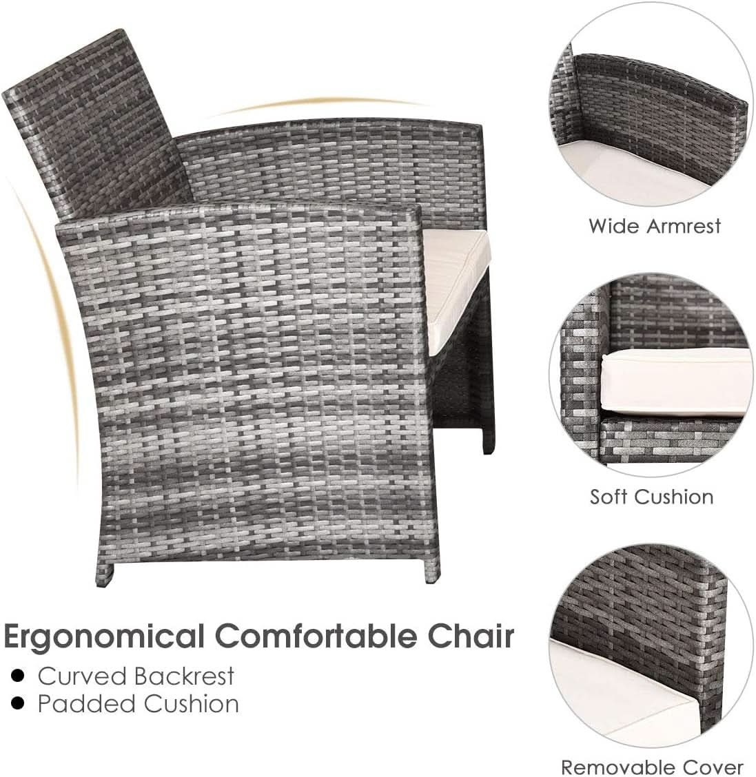 4 Piece Wicker Patio Conversation Set With Soft Cushions